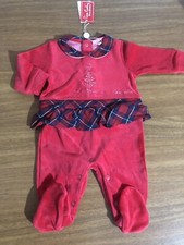 Tutina natalizia ciniglia neonata rossa 3/6  mesi Pierre Cardin Merry  Christmas