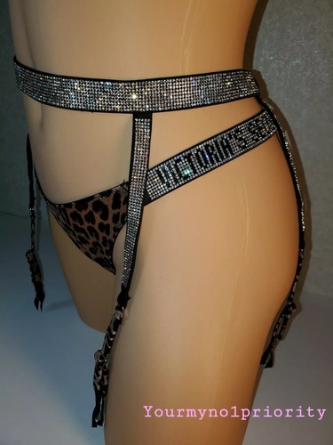 Victoria's Secret Very Sexy Crystal Shine Garter Belt Strap THONG Panty Set - Picture 4 of 12