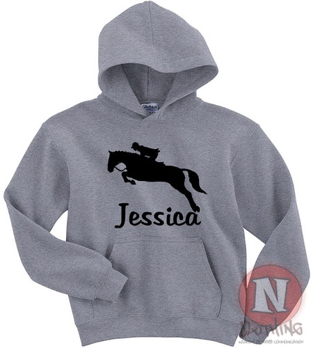 Show jumping personalize hoodie kids Adults horse equestrian Hoody add your name - Picture 6 of 10