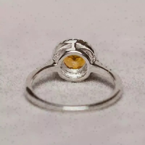 2Ct Round Cut Lab Created Citrine Women's Engagement Ring 14K Yellow Gold Plated - Picture 4 of 5