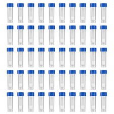 50 PCS Plastic Graduated Vial 5ml Sample Bottle Storage Container Tubes Caps