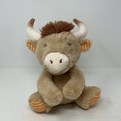 Spark Create Imagine Bull Plush Stuffed Animal Horns Tan Orange Stripes Rattle