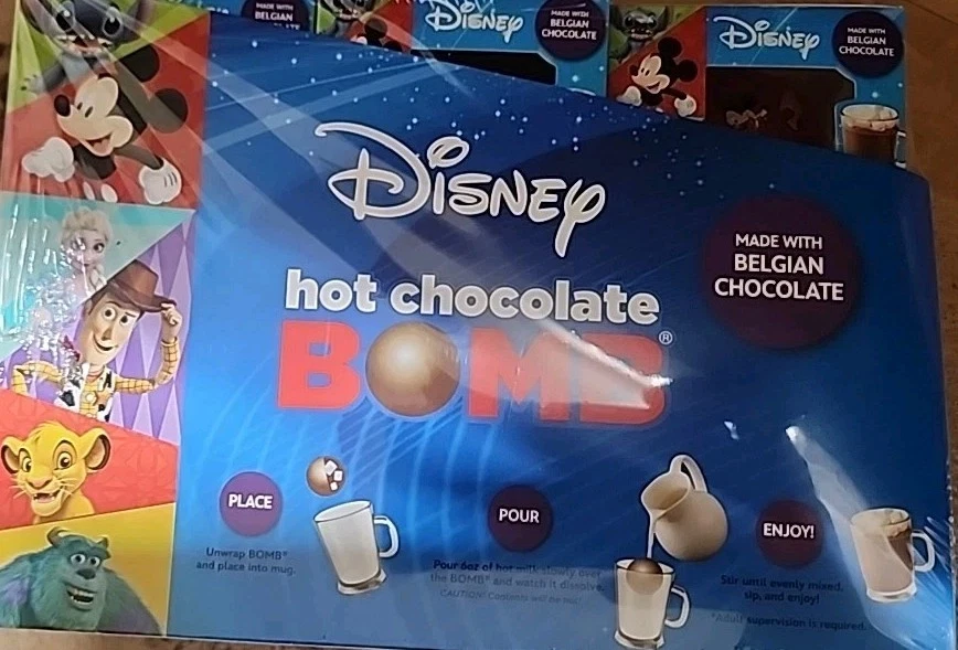(12) Disney HOT CHOCOLATE BOMBS Chocolate Belga Cajas Individuales Estuche Sellado  Foto 2 de 4