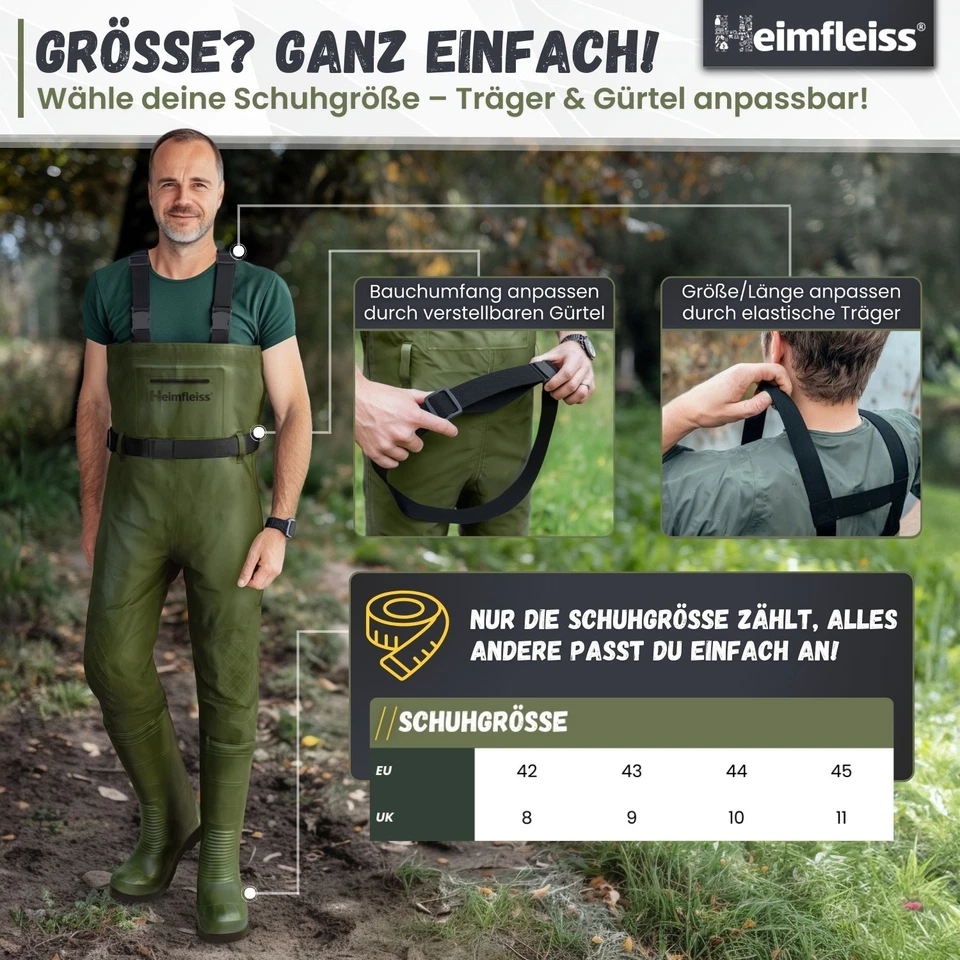 Wathose-n Herren/Damen Angler-Hose wasserdicht mit Stiefel Fischer Angelanzug - Bild 3 von 4
