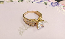 VTG Sterling Silver 925 Gold Wash Rectangular Cut CZ Ring - Size 9