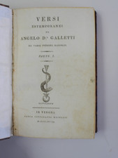 Galletti - VERSI ESTEMPORANEI - SONETTI EROTICI - 1818 - Raro
