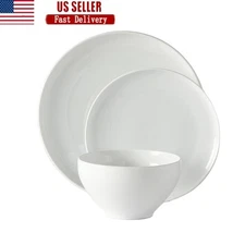 12 Piece Porcelain Dinnerware Set Microwave Dishwasher Oven Safe Modern Design