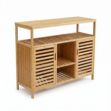 Bambus-Sideboard Naturfarben Schrank mit Lamellentüren Langlebig für Esszimmer