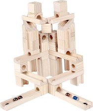 Marble Run Toys, 60 Pieces Wooden Classic Ramps Track Building Construction S...
