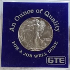 1992 US 1 oz .999 Silver Eagle Unc GTE Award Case