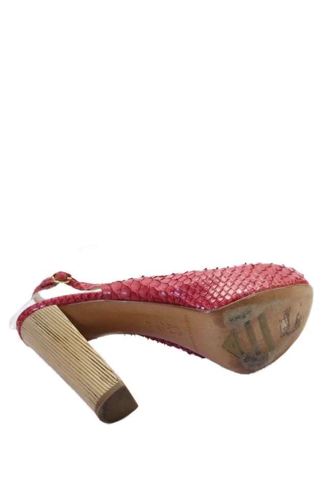 Gianmarco Lorenzi Mujer Cuero Estampado Animal Tacones Altos Rojo Talla 7 Foto 4 de 4