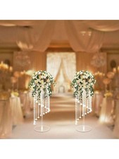 NEW 2 Pcs Acrylic Column Flower Stand Clear Acrylic Tall Vases For Centerpieces