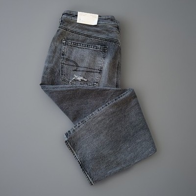 NWT American Eagle Highest Rise Mom Jean Stretch Waist Black Womens Size 18S