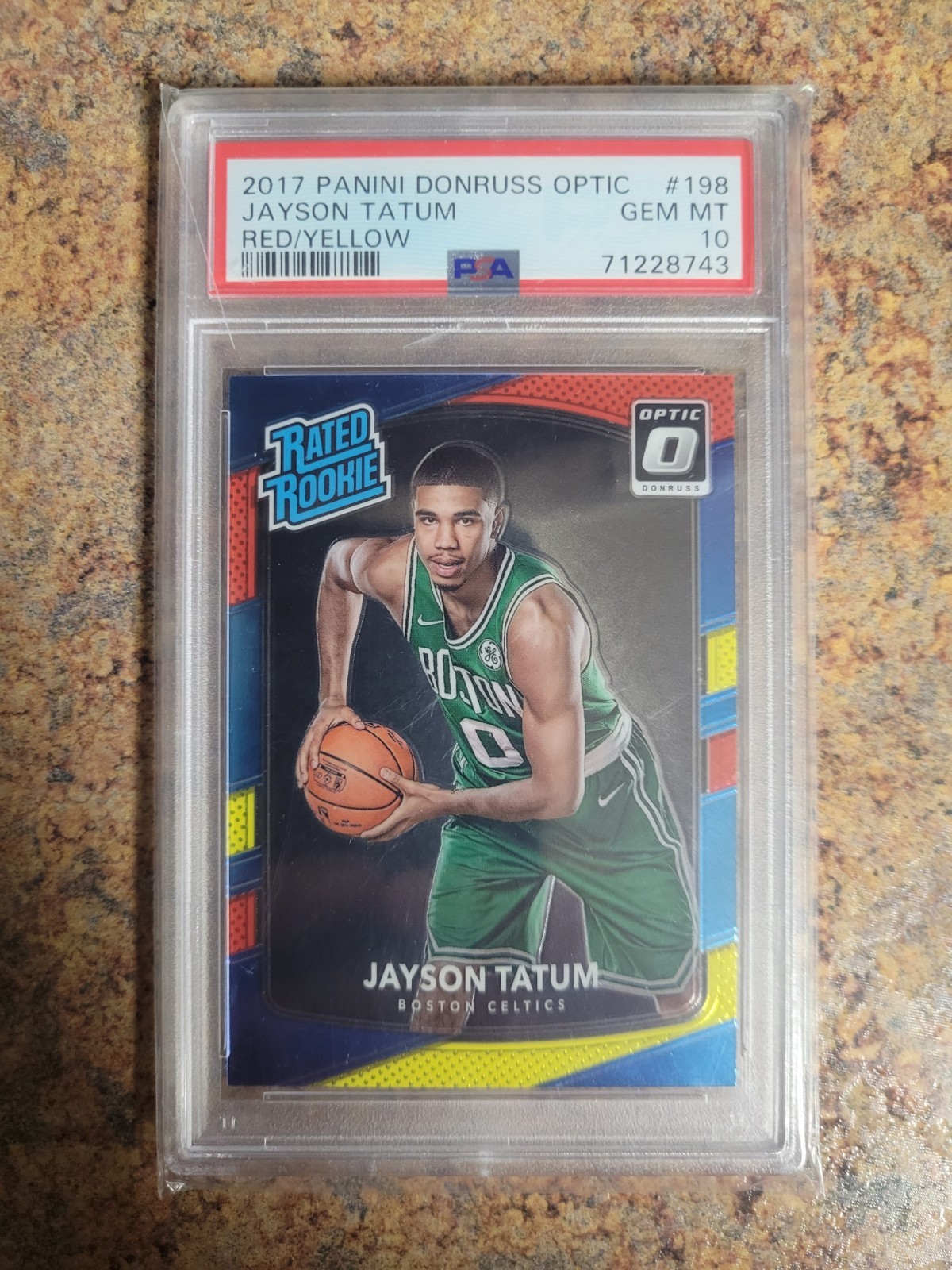 2017 Panini Donruss Optic Jayson Tatum, Rated Rookie, Red/Yellow, PSA 10, GEM MT