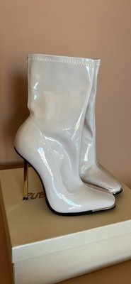 Stiletto Heels Public Desire White Patent Metallic Heel Ankle Strap