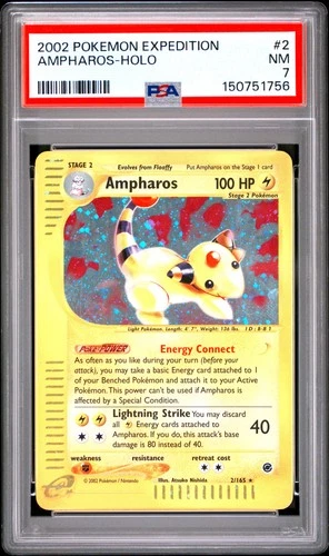 Ampharos Holo 2/165 Expedition Pokemon PSA 7