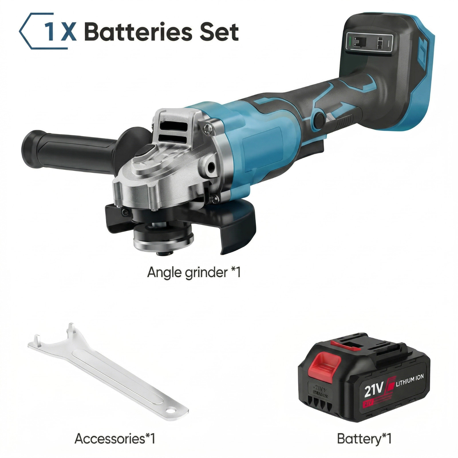 Meuleuse d'angle sans fil 125mm dotée d'une batterie 21V 4Ah pour meulage intensif