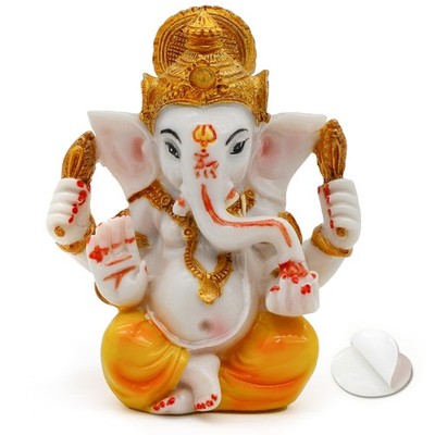 alikiki Hindu Lord Ganesha Idol Statue - Indian Diwali 3.5''H, Marble Color 