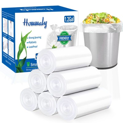 1.2 Gallon Clear Trash Bags 300PCS Extra Strong Bin Liners 4.5-6L