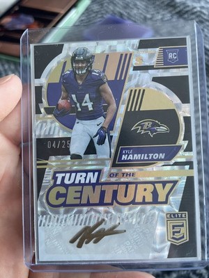 2022 Elite Kyle Hamilton Turn Of The Century Gold Auto /25 Ravens + Leaf Exotic