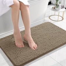 Bathroom Rugs 24x16, Extra Soft Absorbent Chenille Bath Rugs, 24" x 16" Tan