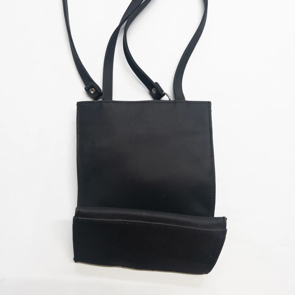 Bolso Bandolera Boho Indie Negro Bordado Mariposa Imitación Cuero Foto 3 de 4