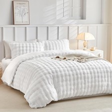 Fluffy Duvet Cover Set Queen Size, Faux Fur Duvet Cover Set Soft Reversible B...