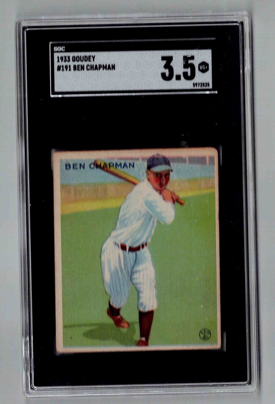 1933 Goudey #191 Ben Chapman New York Yankees SGC 3.5 VG+