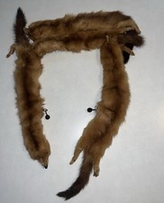 Vintage Real Mink Fur Wrap Scarf Coat Stole Collar Brown
