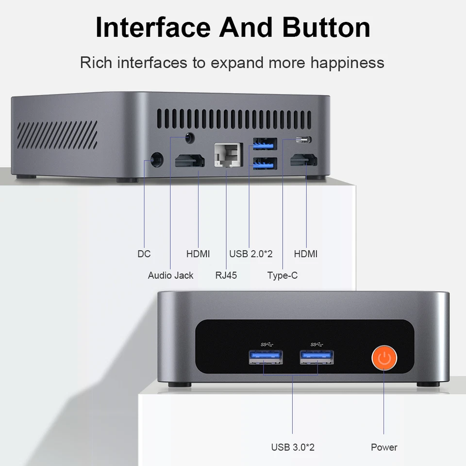 Mini PC Ryzen 5 7430U 16GB 512GB SSD WLAN Bluetooth HDMI USB C WiFi6 Win 11 Pro - Bild 4 von 4