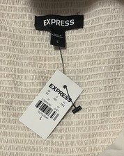 NWT Express 90s Style Tie Front Cutout Maxi Dress L Cream Ruffle Tiered Romance