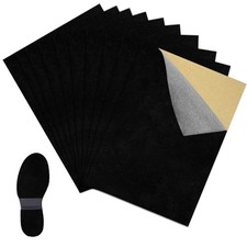 10 Pcs Stick-on Faux Suede Soles for Dance Shoes, 11.8  x8.3  Black Suede