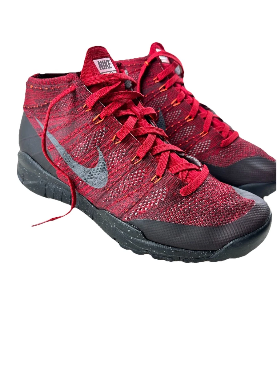 Nike Sneakers Mens‎ 11.5 Free Flyknit 5.0 615805-016 Red Athletic Running Shoes Nike Free Flyknit+ Gym Red for Sale | Authenticity  main image 4