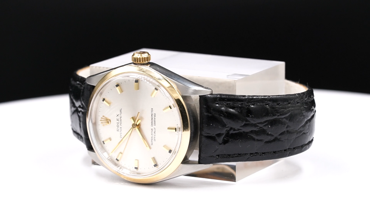 Mens Rolex Two-Tone 1002 Oyster Perpetual Watch with Rolex Papers