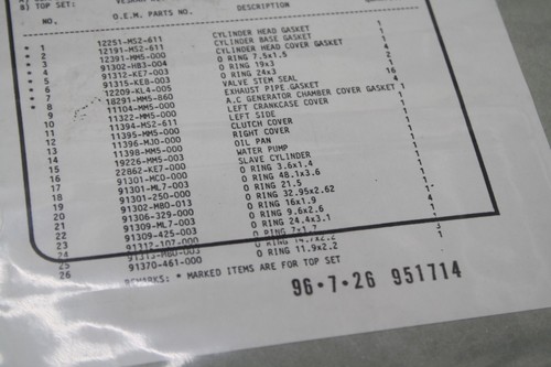 1989-1991 HONDA CBR1000F COMPLETE GASKET SET KIT VESRAH MADE IN JAPAN - Picture 4 of 4