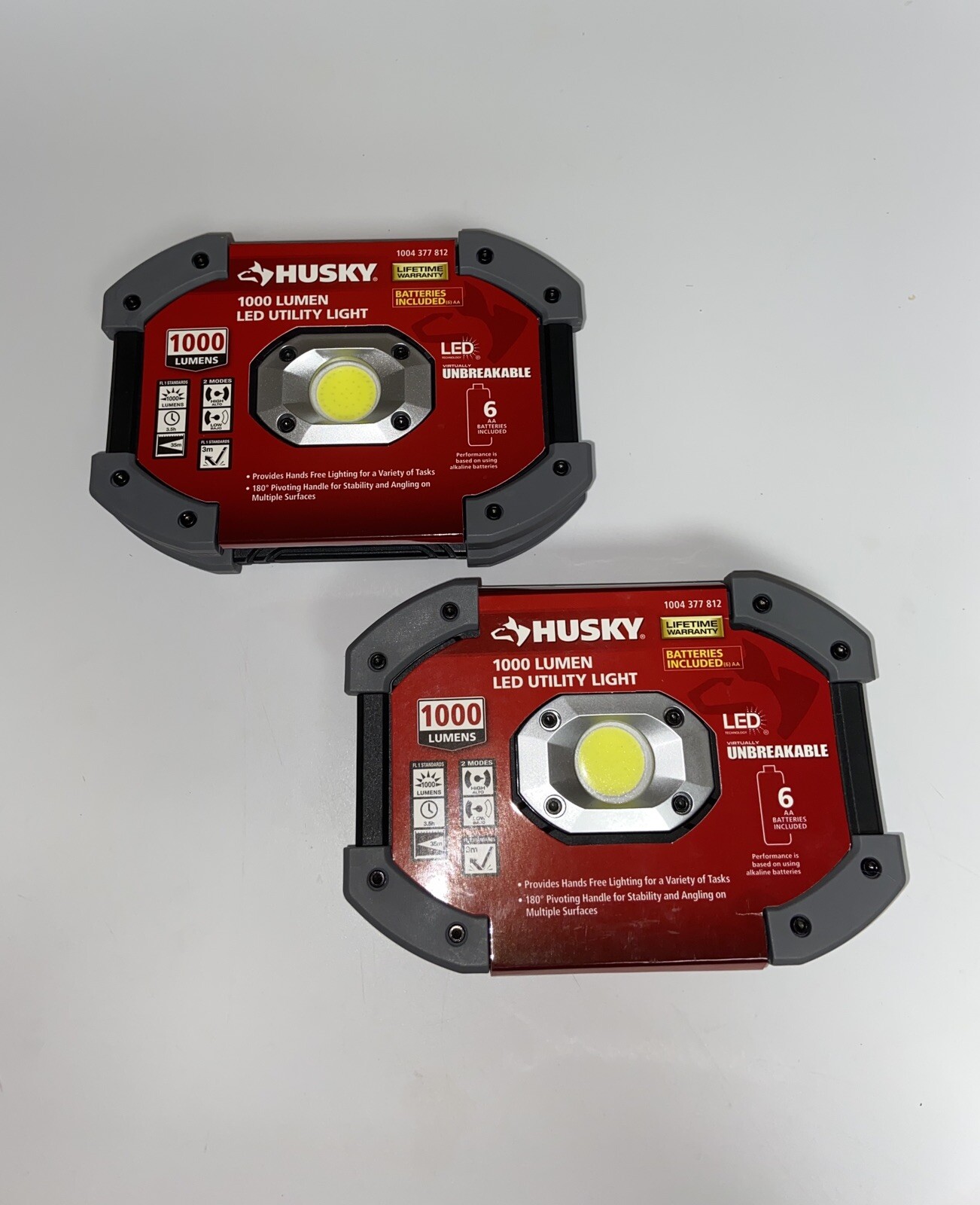 2 Pcs Husky 1000 Lumen Work Utility LED Light With Stand Lifetime