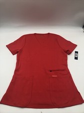 JAANUU Women's 3 pocket Salmon Color Scrub Top NWT New