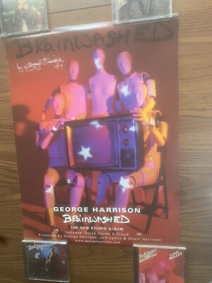 George Harrison 2002 Brainwashed Promo 2-Sided Poster  Jeff Lynne Beatles Dhani