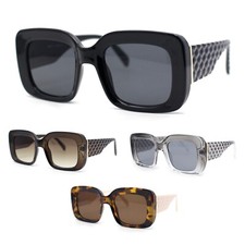 Womens Thick Plastic Mod Diamond Arm Designer Rectangular Fashion Sunglasses