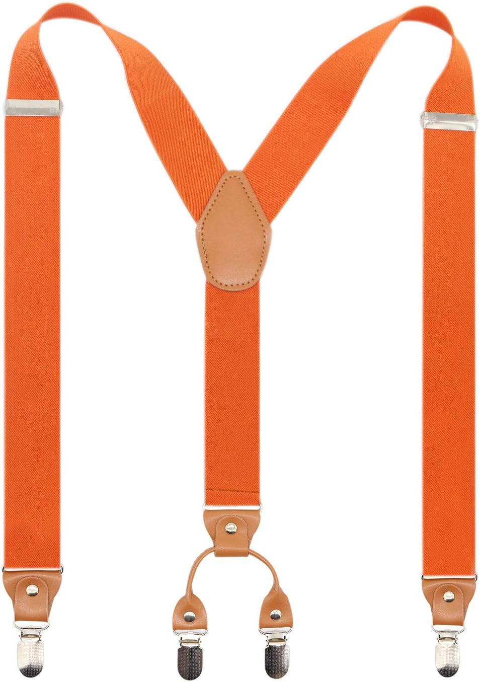 Men’S Y-Back 4 Metal Clip Elastic Wide Suspenders Perfect for Both Casual&Formal
