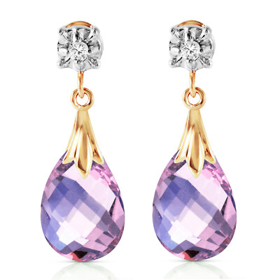 14K. GOLD OHRSTECKER MIT DIAMANTEN & AMETHYSTEN