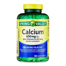 Spring Valley Calcium Supplement 600mg with Vitamin D3 20mcg Bone Health 250-CT