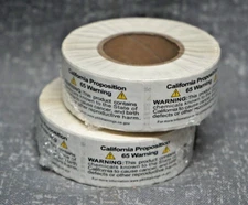 2" x 1" California Prop 65 Warning   1,000 Labels Stickers 2 rolls of 500