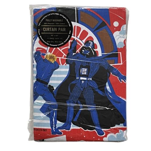 Vintage British 1983 Return Of The Jedi Curtain Pair Unopened Darth Vader Luke - Picture 1 of 3