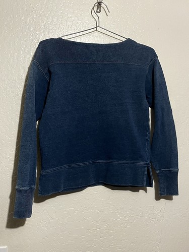 Ralph Lauren Double RRL Indigo Blue French Terry Sweatshirt Size M - Picture 2 of 7