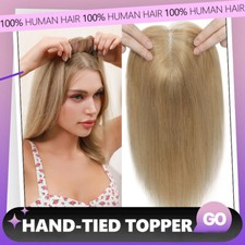 Clip in 100 Remy Human Hair Hand-Tied Top Lace Base Topper Hairpiece 8cm 10cm