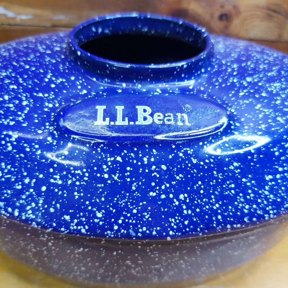 Vintage LL Bean Blue Speckled Heavy Cast Iron Enamel Wood Stove 