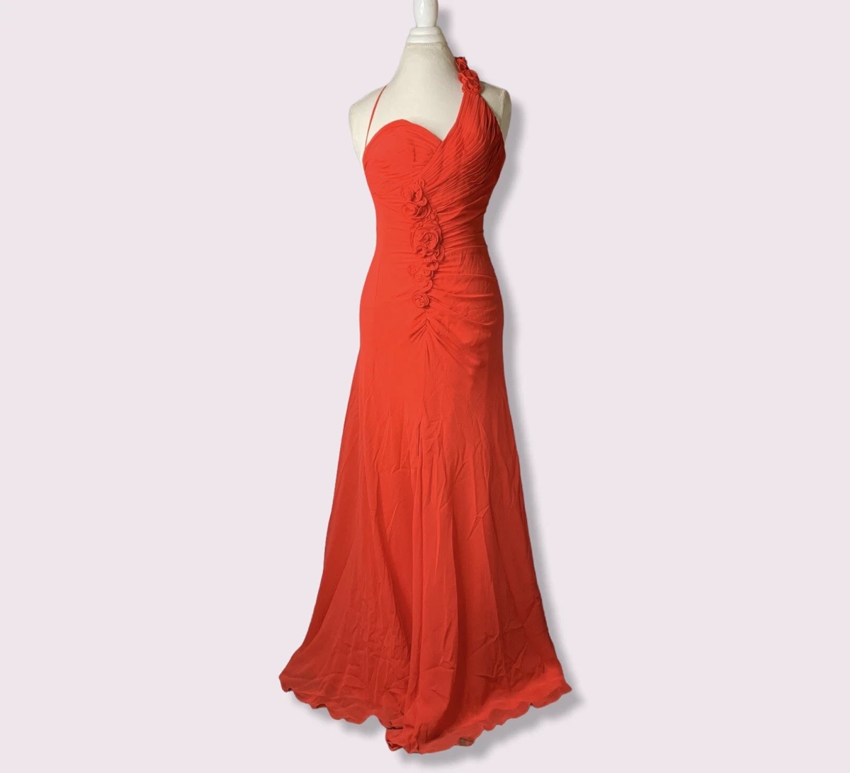 Faviana Couture Floral Sleeve Scrunch Maxi Dress Size 2 eBay