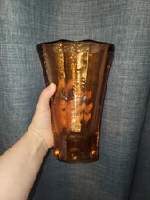 Fire and Light Aurora Vase Copper Color Recycled Glass California Signed