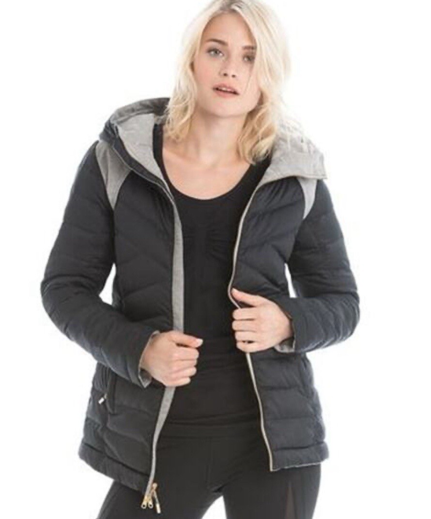 Lole Shine Meteor REVERSIBLE Black/Gray PrimaLoft Insulated Hood Winter Jacket S